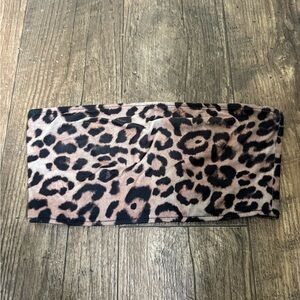 Frankie’s bikinis bandeau leopard cheetah print bikini top- XS